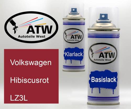 Volkswagen, Hibiscusrot, LZ3L: 400ml Sprühdose + 400ml Klarlack - Set, von ATW Autoteile West.