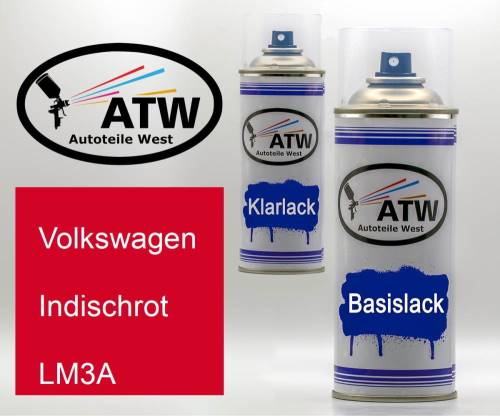 Volkswagen, Indischrot, LM3A: 400ml Sprühdose + 400ml Klarlack - Set, von ATW Autoteile West.