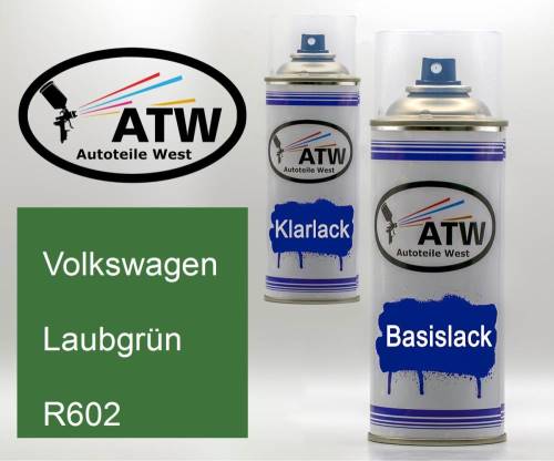 Volkswagen, Laubgrün, R602: 400ml Sprühdose + 400ml Klarlack - Set, von ATW Autoteile West.