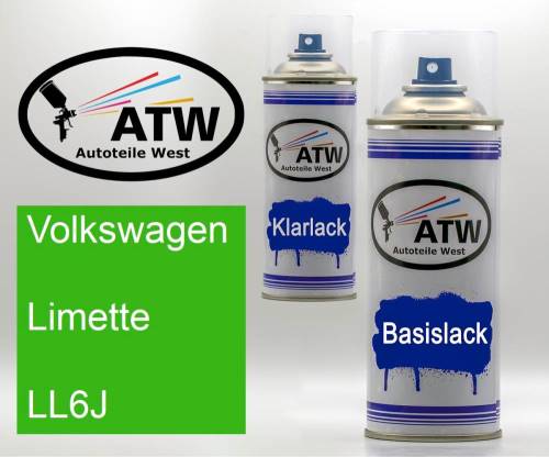 Volkswagen, Limette, LL6J: 400ml Sprühdose + 400ml Klarlack - Set, von ATW Autoteile West.