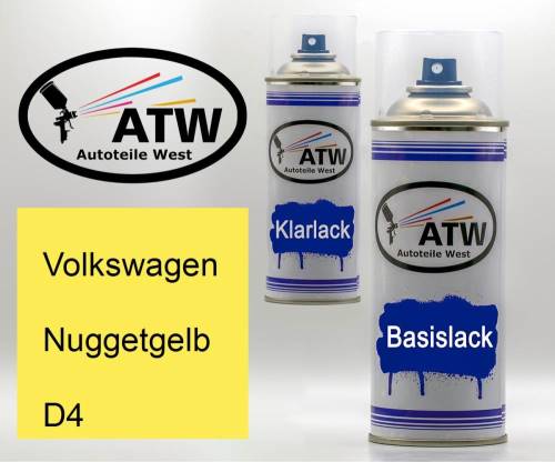 Volkswagen, Nuggetgelb, D4: 400ml Sprühdose + 400ml Klarlack - Set, von ATW Autoteile West.