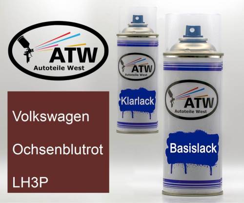 Volkswagen, Ochsenblutrot, LH3P: 400ml Sprühdose + 400ml Klarlack - Set, von ATW Autoteile West.