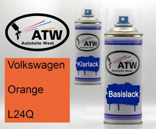 Volkswagen, Orange, L24Q: 400ml Sprühdose + 400ml Klarlack - Set, von ATW Autoteile West.