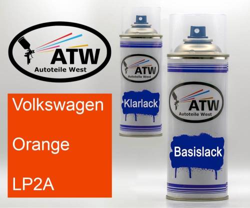 Volkswagen, Orange, LP2A: 400ml Sprühdose + 400ml Klarlack - Set, von ATW Autoteile West.