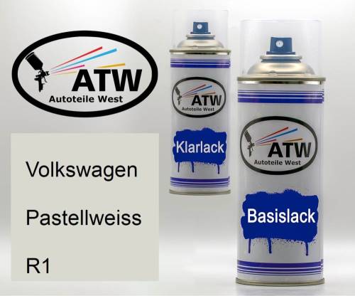 Volkswagen, Pastellweiss, R1: 400ml Sprühdose + 400ml Klarlack - Set, von ATW Autoteile West.