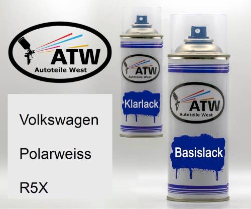 Volkswagen, Polarweiss, R5X: 400ml Sprühdose + 400ml Klarlack - Set, von ATW Autoteile West.