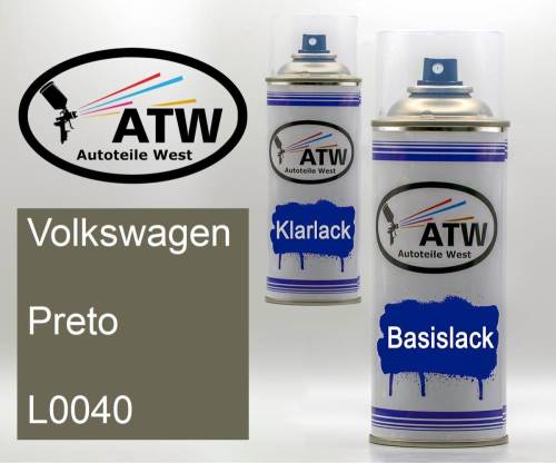 Volkswagen, Preto, L0040: 400ml Sprühdose + 400ml Klarlack - Set, von ATW Autoteile West.