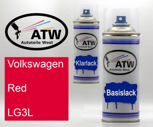 Volkswagen, Red, LG3L: 400ml Sprühdose + 400ml Klarlack - Set, von ATW Autoteile West.