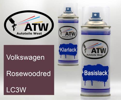 Volkswagen, Rosewoodred, LC3W: 400ml Sprühdose + 400ml Klarlack - Set, von ATW Autoteile West.