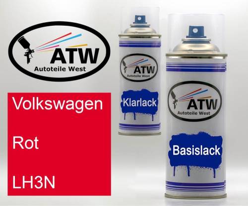 Volkswagen, Rot, LH3N: 400ml Sprühdose + 400ml Klarlack - Set, von ATW Autoteile West.