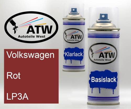 Volkswagen, Rot, LP3A: 400ml Sprühdose + 400ml Klarlack - Set, von ATW Autoteile West.