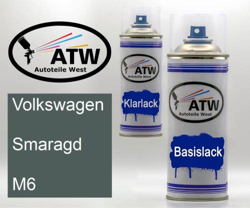 Volkswagen, Smaragd, M6: 400ml Sprühdose + 400ml Klarlack - Set, von ATW Autoteile West.