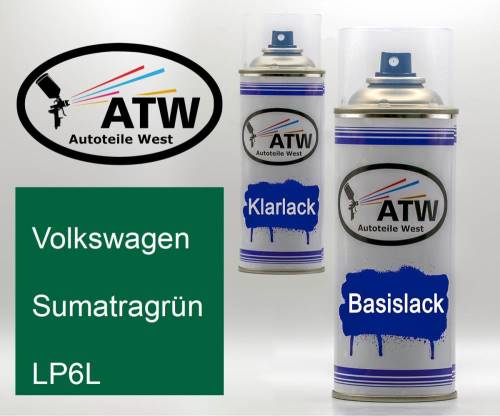 Volkswagen, Sumatragrün, LP6L: 400ml Sprühdose + 400ml Klarlack - Set, von ATW Autoteile West.