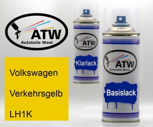 Volkswagen, Verkehrsgelb, LH1K: 400ml Sprühdose + 400ml Klarlack - Set, von ATW Autoteile West.