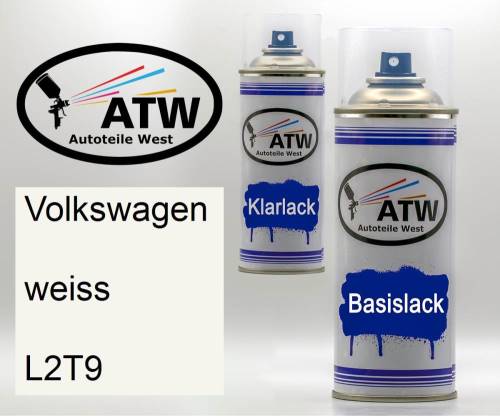 Volkswagen, weiss, L2T9: 400ml Sprühdose + 400ml Klarlack - Set, von ATW Autoteile West.