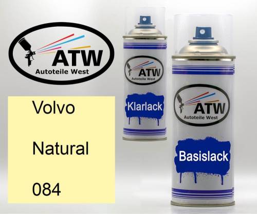Volvo, Natural, 084: 400ml Sprühdose + 400ml Klarlack - Set, von ATW Autoteile West.