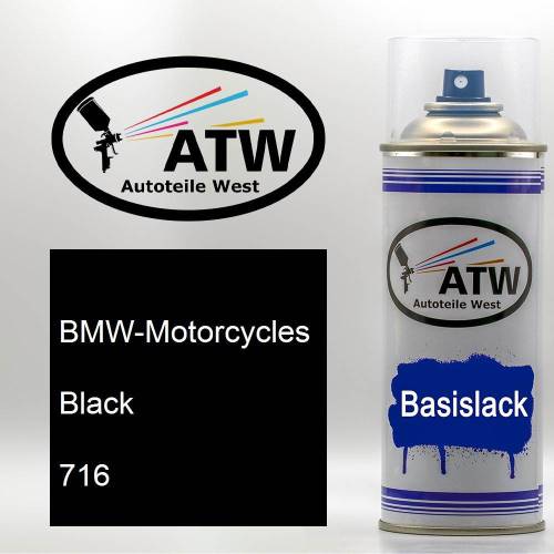 BMW-Motorcycles, Black, 716: 400ml Sprühdose, von ATW Autoteile West.