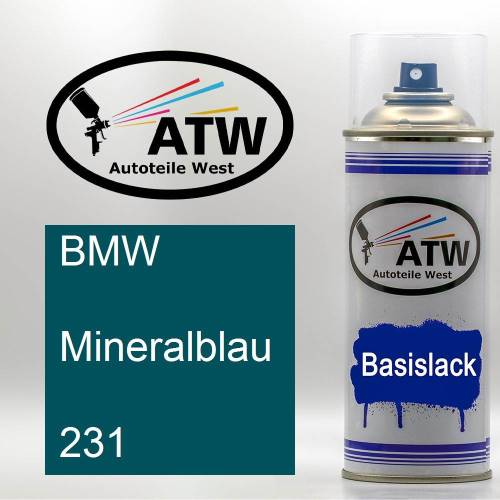 BMW, Mineralblau, 231: 400ml Sprühdose, von ATW Autoteile West.