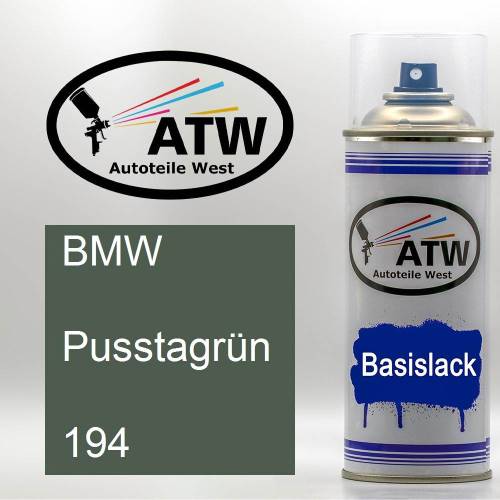 BMW, Pusstagrün, 194: 400ml Sprühdose, von ATW Autoteile West.