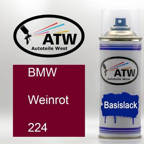 BMW, Weinrot, 224: 400ml Sprühdose, von ATW Autoteile West.