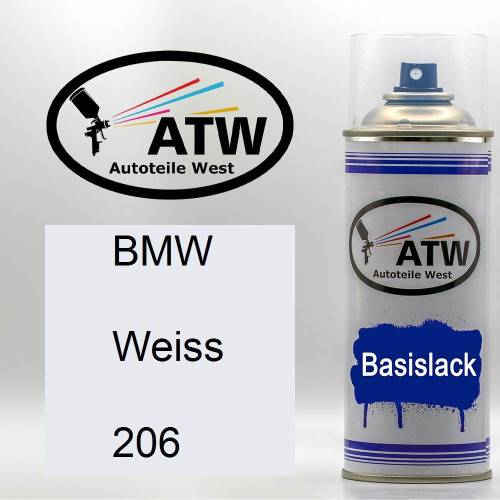 BMW, Weiss, 206: 400ml Sprühdose, von ATW Autoteile West.