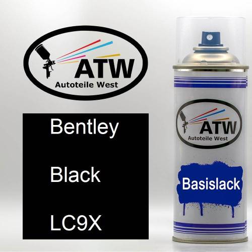 Bentley, Black, LC9X: 400ml Sprühdose, von ATW Autoteile West.