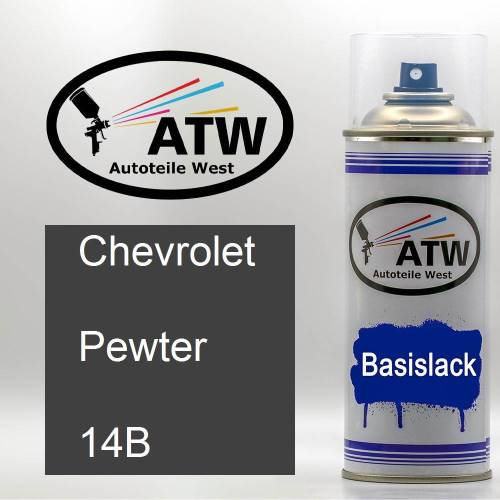 Chevrolet, Pewter, 14B: 400ml Sprühdose, von ATW Autoteile West.