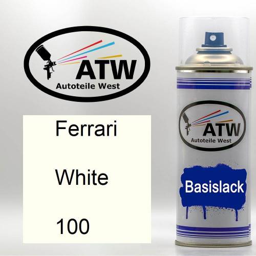 Ferrari, White, 100: 400ml Sprühdose, von ATW Autoteile West.