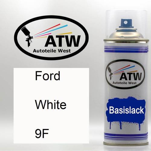Ford, White, 9F: 400ml Sprühdose, von ATW Autoteile West.