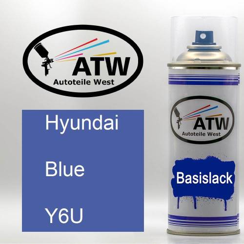Hyundai, Blue, Y6U: 400ml Sprühdose, von ATW Autoteile West.