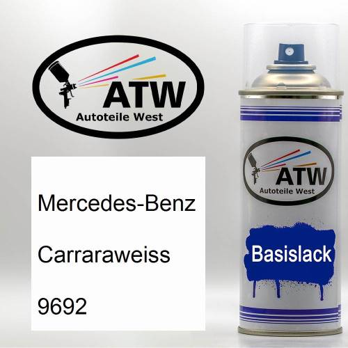 Mercedes-Benz, Carraraweiss, 9692: 400ml Sprühdose, von ATW Autoteile West.