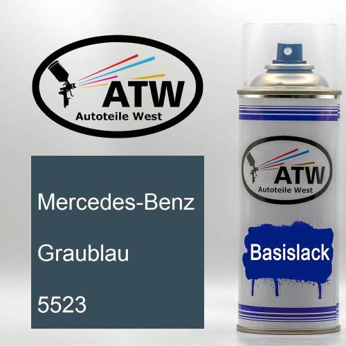 Mercedes-Benz, Graublau, 5523: 400ml Sprühdose, von ATW Autoteile West.