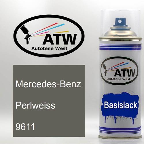 Mercedes-Benz, Perlweiss, 9611: 400ml Sprühdose, von ATW Autoteile West.