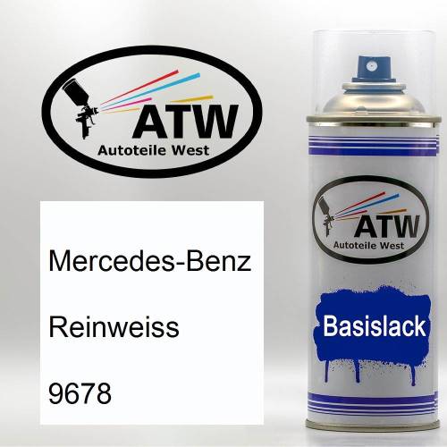 Mercedes-Benz, Reinweiss, 9678: 400ml Sprühdose, von ATW Autoteile West.