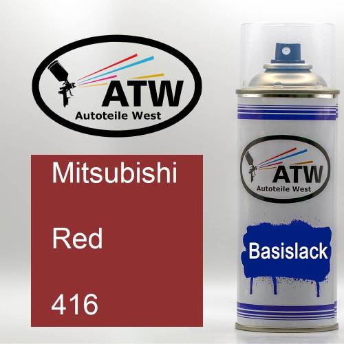 Mitsubishi, Red, 416: 400ml Sprühdose, von ATW Autoteile West.