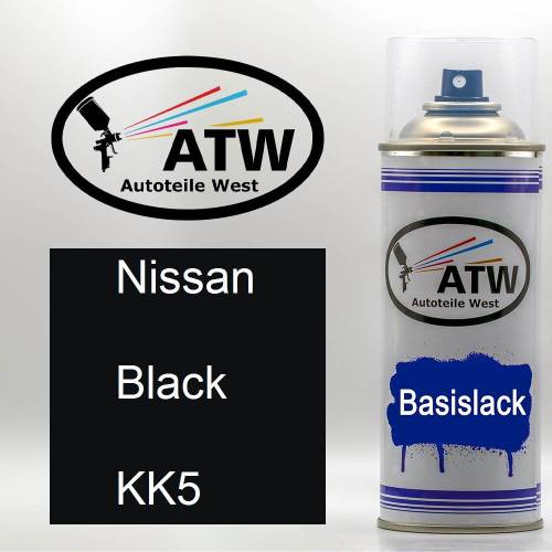 Nissan, Black, KK5: 400ml Sprühdose, von ATW Autoteile West.