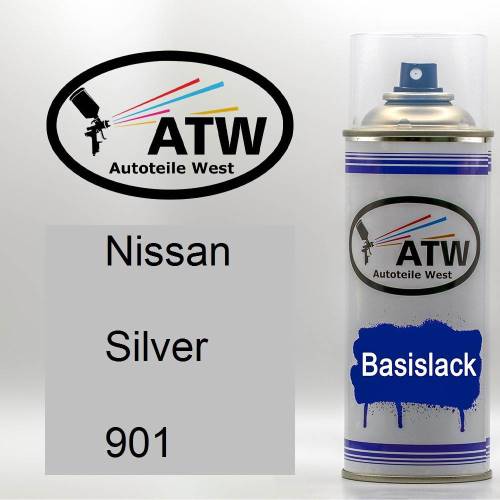 Nissan, Silver, 901: 400ml Sprühdose, von ATW Autoteile West.