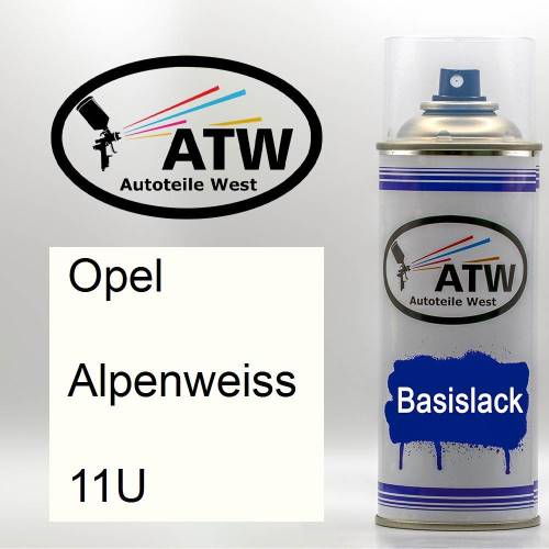 Opel, Alpenweiss, 11U: 400ml Sprühdose, von ATW Autoteile West.