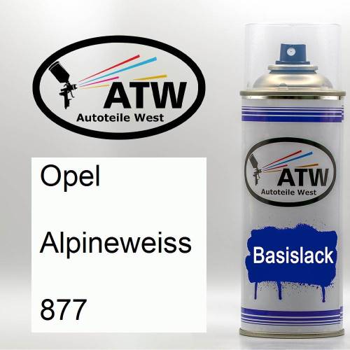 Opel, Alpineweiss, 877: 400ml Sprühdose, von ATW Autoteile West.