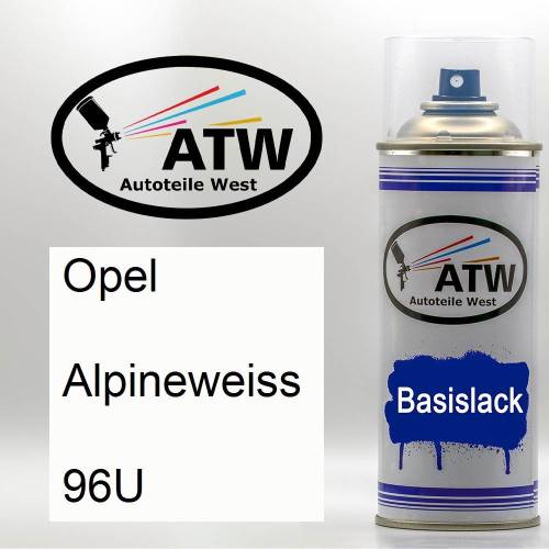 Opel, Alpineweiss, 96U: 400ml Sprühdose, von ATW Autoteile West.