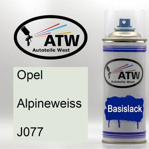 Opel, Alpineweiss, J077: 400ml Sprühdose, von ATW Autoteile West.