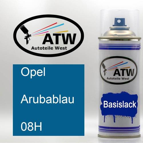 Opel, Arubablau, 08H: 400ml Sprühdose, von ATW Autoteile West.