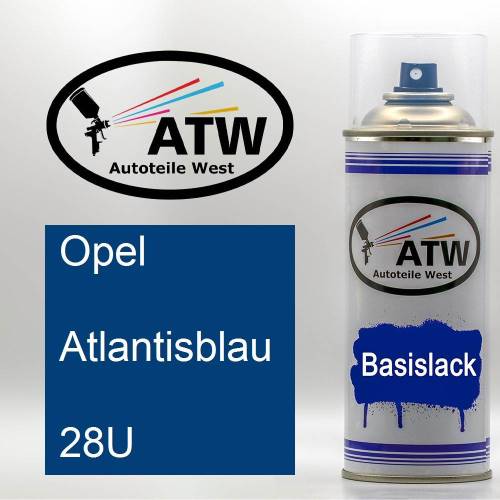 Opel, Atlantisblau, 28U: 400ml Sprühdose, von ATW Autoteile West.