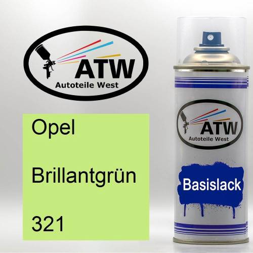 Opel, Brillantgrün, 321: 400ml Sprühdose, von ATW Autoteile West.