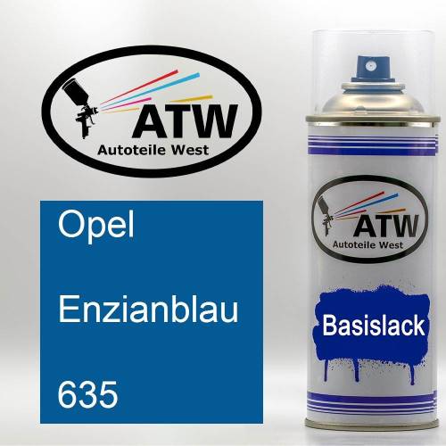 Opel, Enzianblau, 635: 400ml Sprühdose, von ATW Autoteile West.