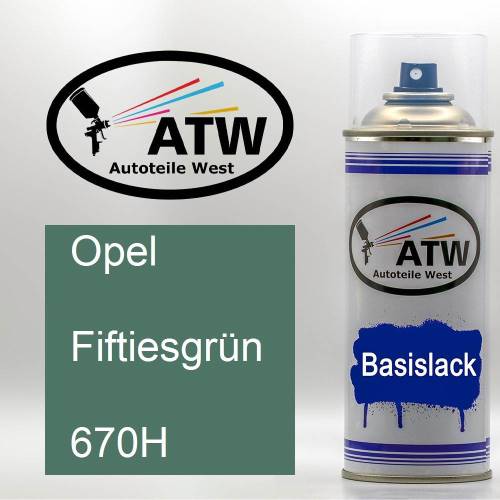 Opel, Fiftiesgrün, 670H: 400ml Sprühdose, von ATW Autoteile West.