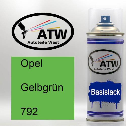 Opel, Gelbgrün, 792: 400ml Sprühdose, von ATW Autoteile West.