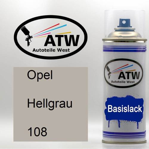 Opel, Hellgrau, 108: 400ml Sprühdose, von ATW Autoteile West.