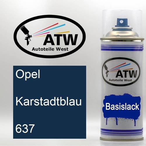 Opel, Karstadtblau, 637: 400ml Sprühdose, von ATW Autoteile West.