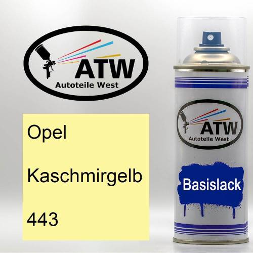 Opel, Kaschmirgelb, 443: 400ml Sprühdose, von ATW Autoteile West.